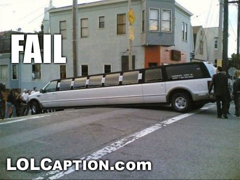 funny fail pics limo hill bottom out failure