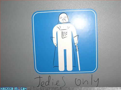 funny bathroom sign jedis only