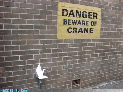 danger beware of the crane