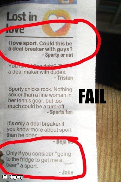 funny fail pics sport as a dating deal breaker
